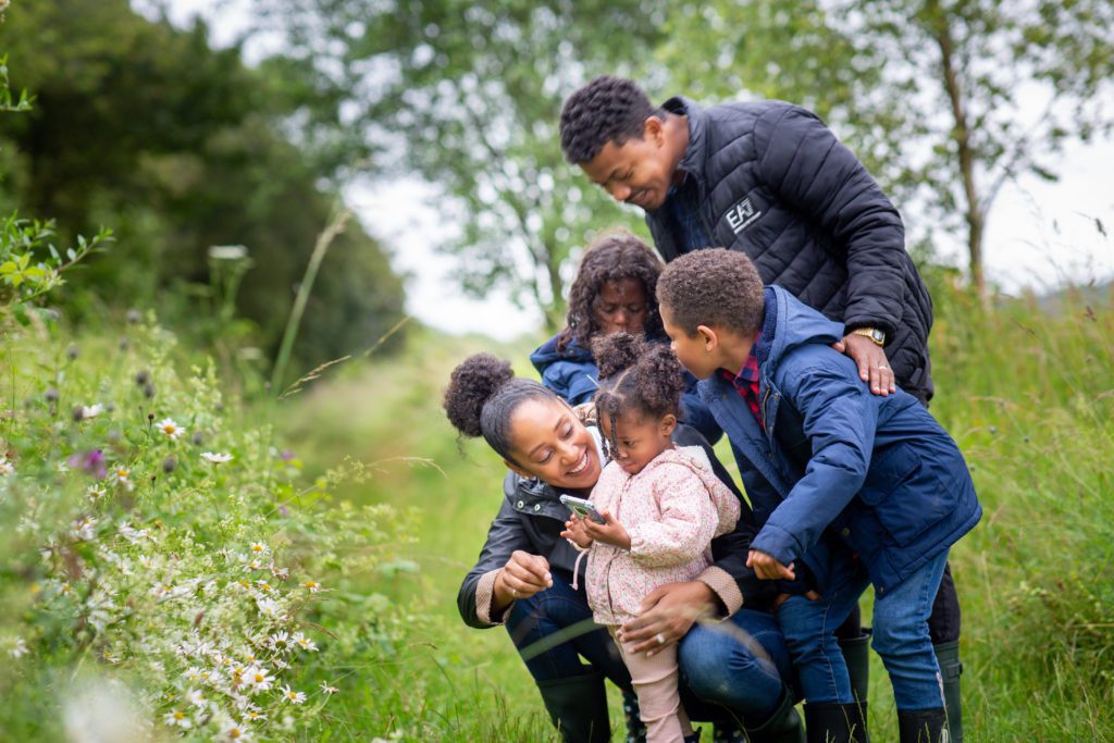 A family takes part in the Big Butterfly Count 