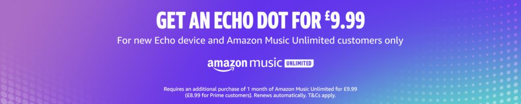 Echo Dot Amazon offer purple banner